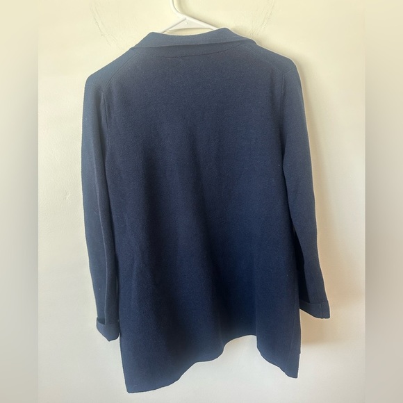 J.CREW Eloise Sweater Blazer BA552 Open Front Pockets Navy Size XS - Picture 6 of 7